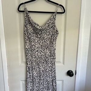 Handmade Cowl-Neck Bias Slip Dress | Navy/Cream Floral | Sz. 10-12